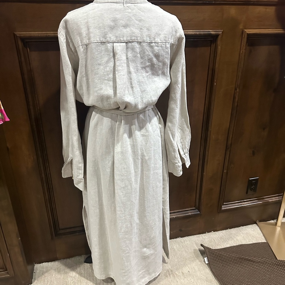 SIZE XL Fifteen Twenty Tan Cream Mandarin Collar Shirt Dress - Picture 10 of 10